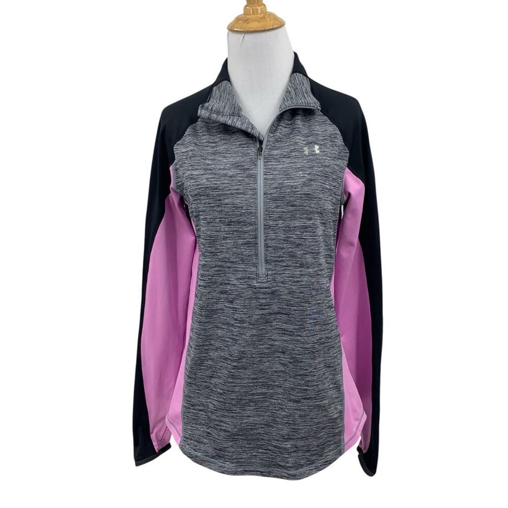 Under Armour Shirt Womens M Medium Fitted ColdGear 1/2 Zip Long Sleeve Paneled